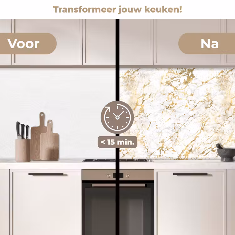 Goudspatten - Wit - Marmer keuken achterwand 2 middel 871 -voor-na2_NL