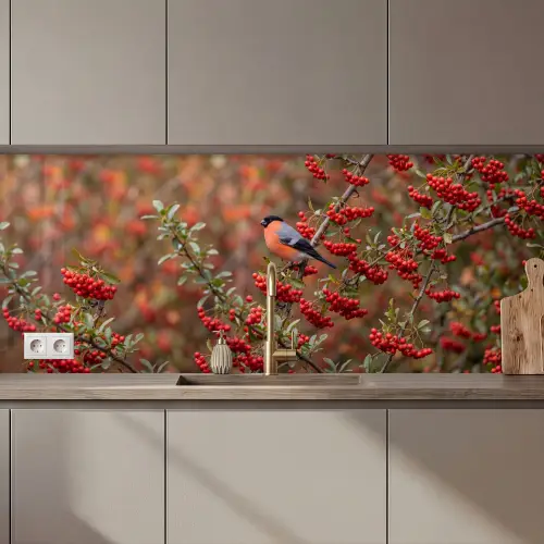 Keuken achterwand - Goudvink - Bessen - Herfst - Natuur - Kleurrijk