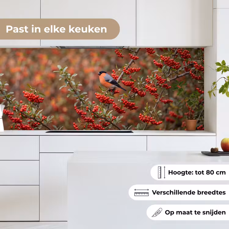 Goudvink - Bessen - Herfst - Natuur - Kleurrijk keuken achterwand 2 middel -sfeer4_NL