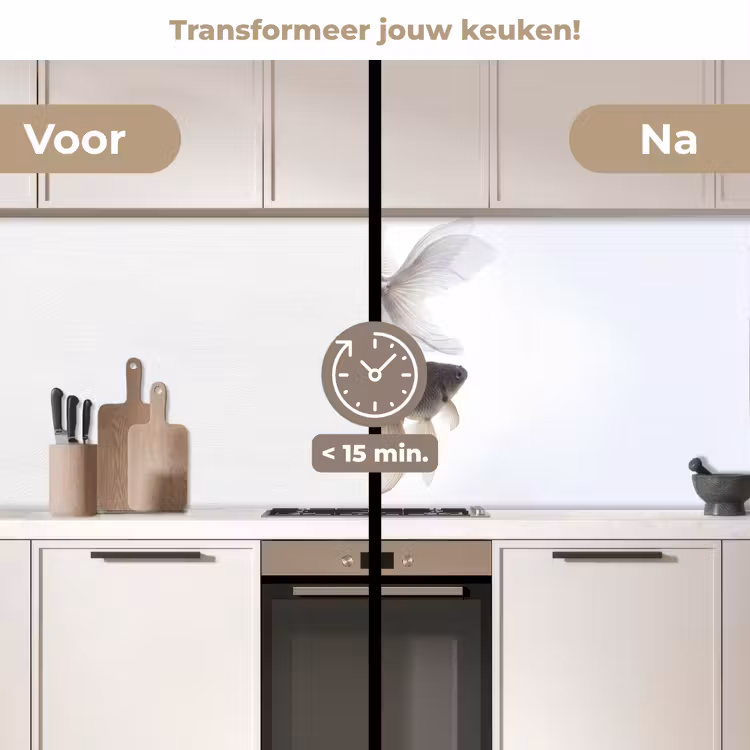 Goudvissen - Modern - Wit keuken achterwand 2 middel -voor-na2_NL