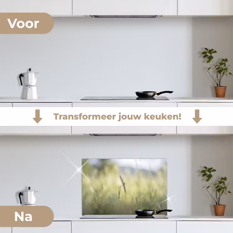 Graan - Aar - Natuur - Groen - Detail keuken achterwand spatscherm klein -voor_na_NL