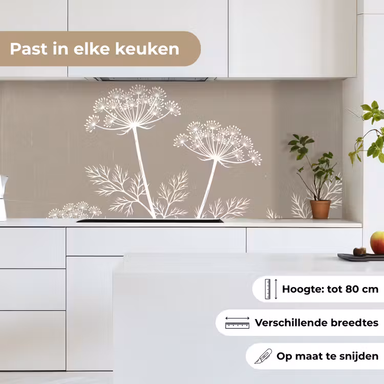 Grafisch - Fluitenkruid - Taupe keuken achterwand 2 middel -sfeer4_NL