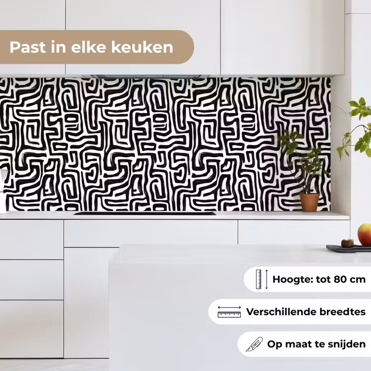 Grafisch - Lijnen - Zwart - Wit keuken achterwand 2 middel 871 -sfeer4_NL