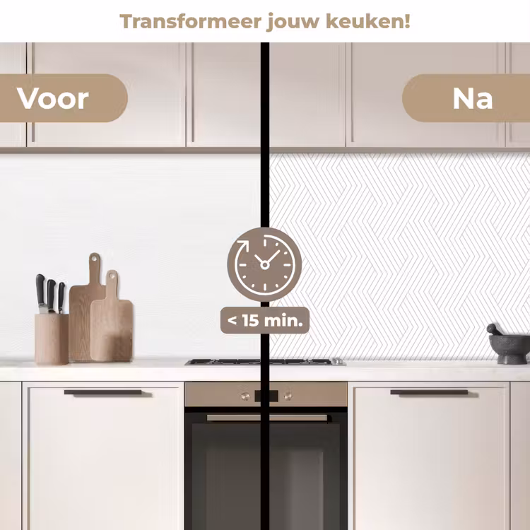 Grafisch - Patroon - Modern keuken achterwand 2 middel 871 -voor-na2_NL