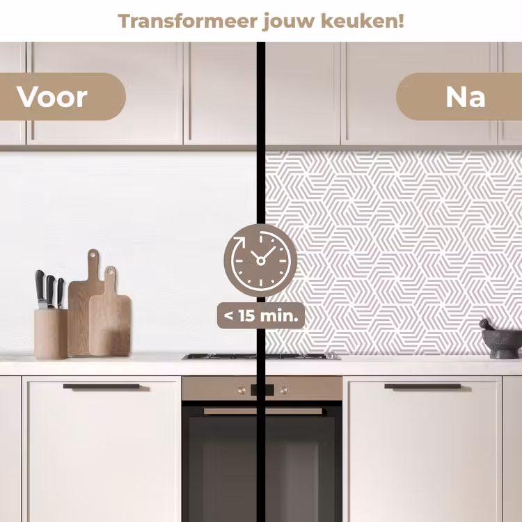 Grafisch - Patroon - Modern - Onderbroken keuken achterwand 2 middel 871 -voor-na2_NL