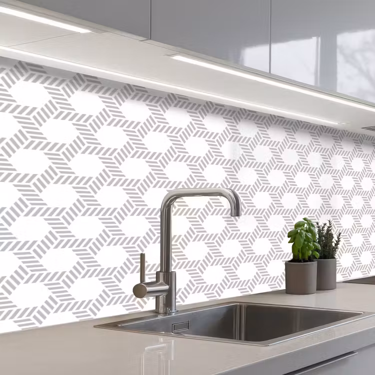 Grafisch - Patroon - Modern -  Opvallend - Begrensd keuken achterwand 2 middel 871 -3d_schuin