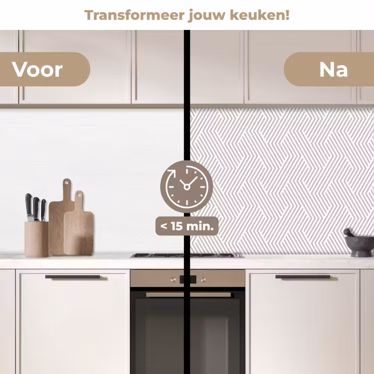 Grafisch - Patroon - Modern - Schuin keuken achterwand 2 middel 871 -voor-na2_NL