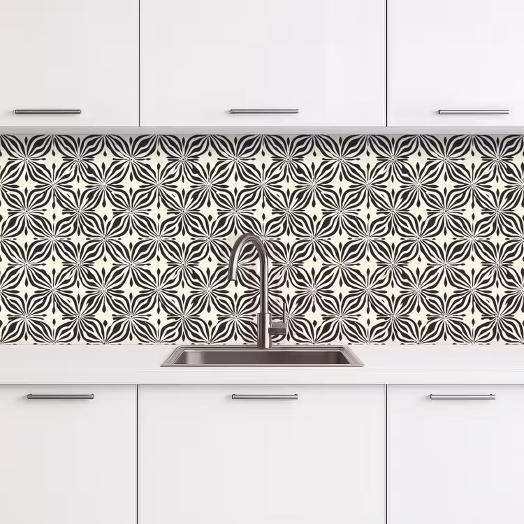 Grafisch - Patroon - Zwart keuken achterwand 2 middel 871 -3d