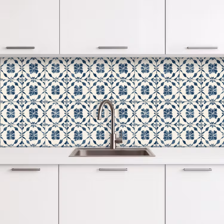 Grafisch - Tegel - Blauw keuken achterwand 2 middel 871 -3d