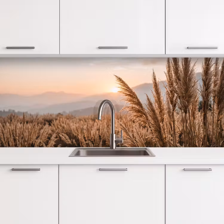 Gras - Veld - Zon - Natuur keuken achterwand 2 middel -3d