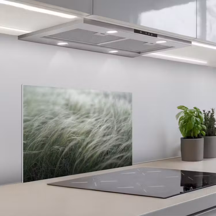 Gras - Wazig - Natuur - Groen - Zacht keuken achterwand spatscherm klein -3d_schuin