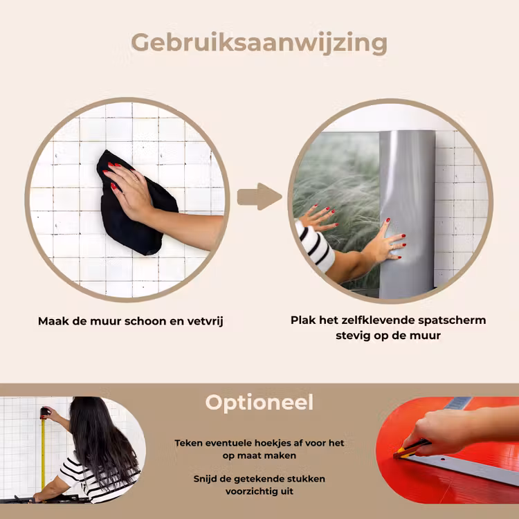 Gras - Wazig - Natuur - Groen - Zacht keuken achterwand spatscherm klein -gebruiksaanwijzing_NL