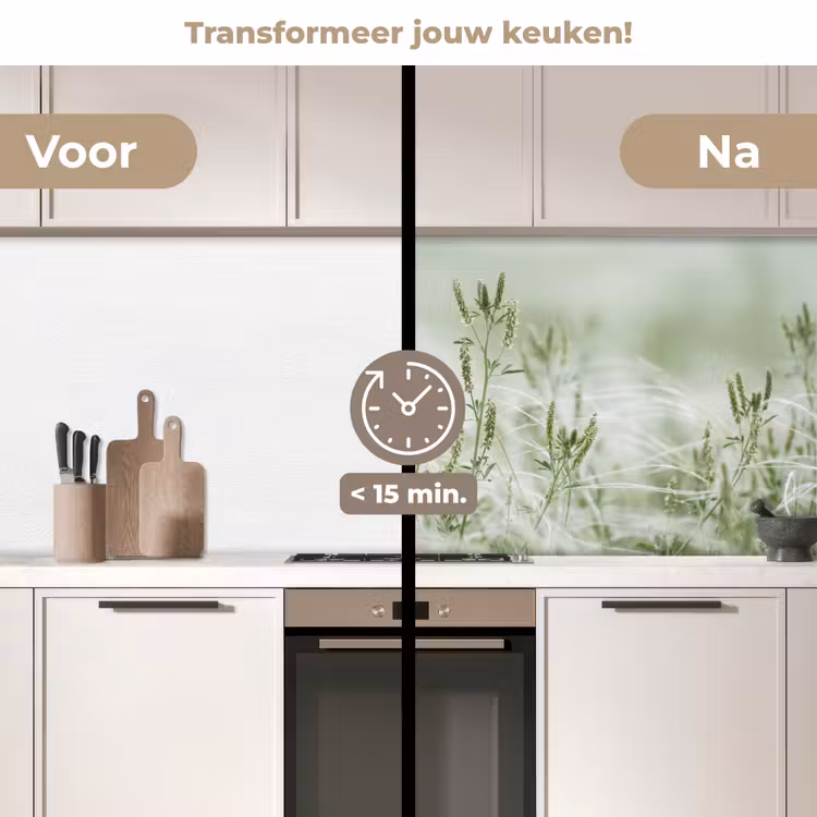 Grassen - Minimalistisch - Groen keuken achterwand 2 middel -voor-na2_NL