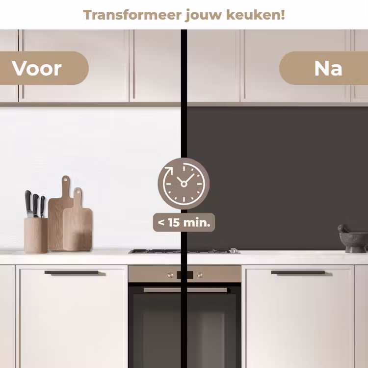 Grijs - Kleuren - Effen keuken achterwand 2 middel 871 -voor-na2_NL