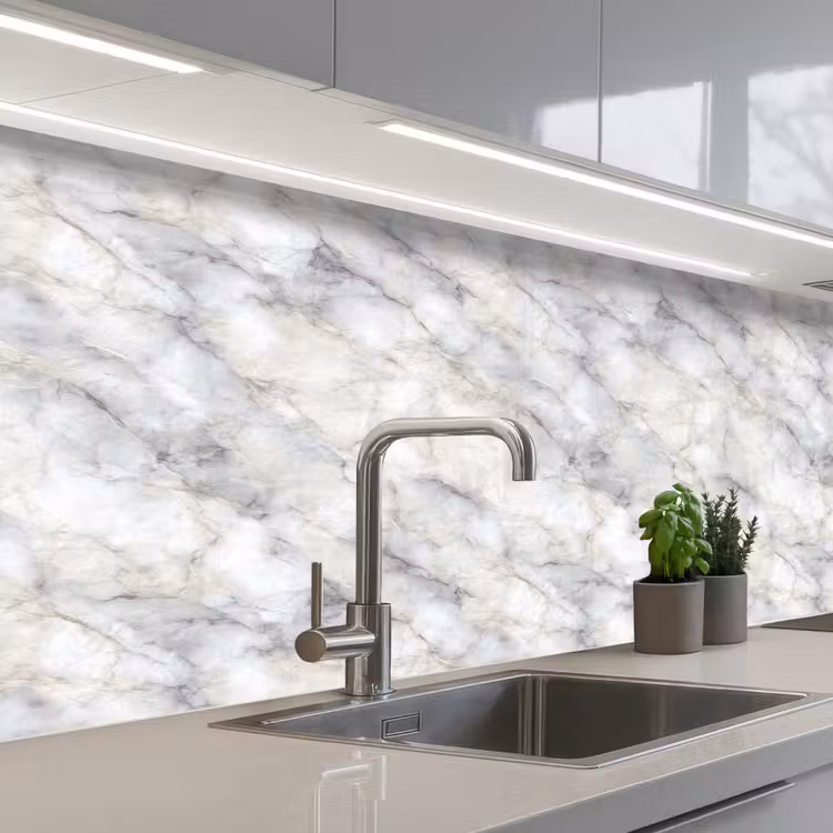 Grijs - Marmer - Gedetailleerd keuken achterwand 2 middel 871 -3d_schuin