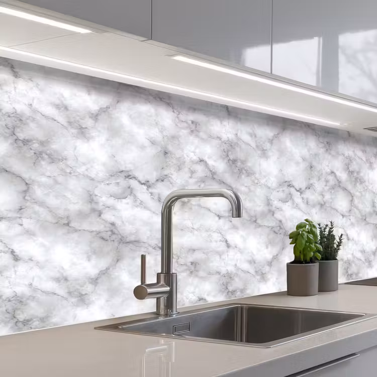 Grijs - Marmer - Klassiek - Aders keuken achterwand 2 middel 871 -3d_schuin