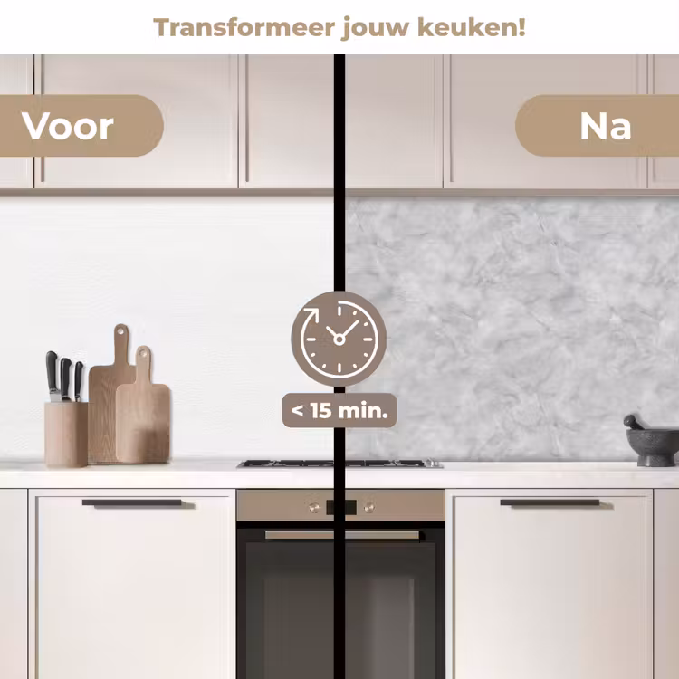 Grijs - Marmer - Mat keuken achterwand 2 middel 871 -voor-na2_NL