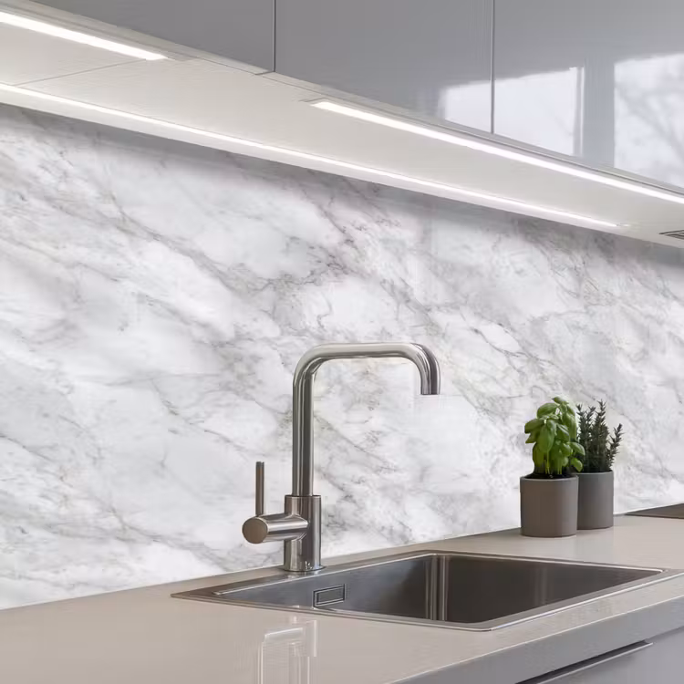 Grijs - Wit - Marmer keuken achterwand 2 middel 871 -3d_schuin