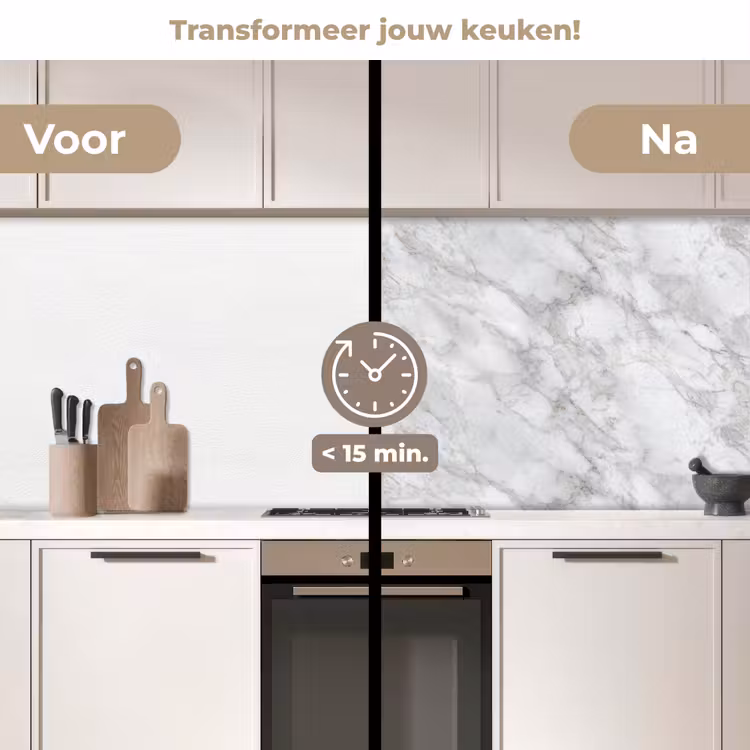 Grijs - Wit - Marmer keuken achterwand 2 middel 871 -voor-na2_NL