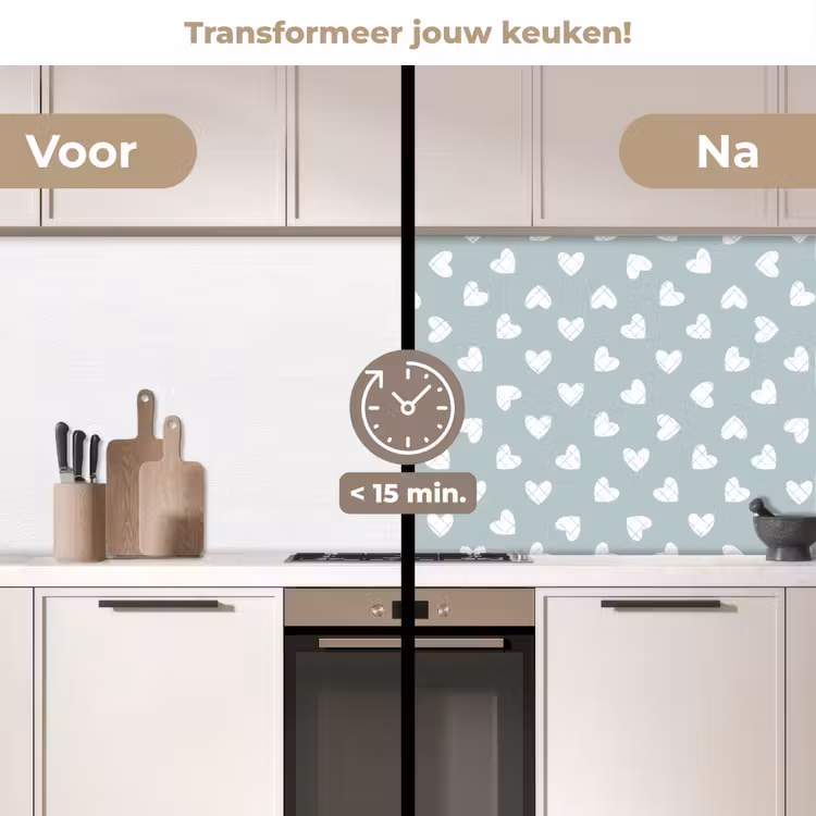 Groen - Design - Geometrie - Patroon keuken achterwand 2 middel 871 -voor-na2_NL