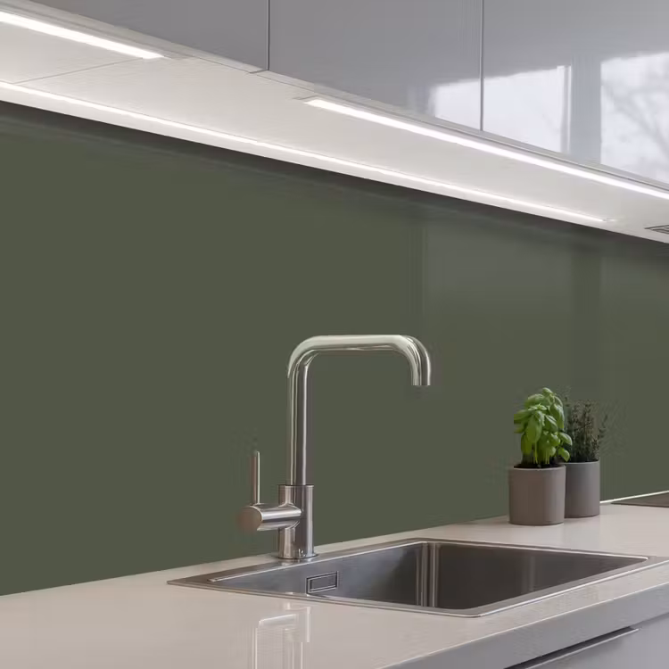 Groen - Effen kleur - Olijfgroen keuken achterwand 2 middel 871 -3d_schuin