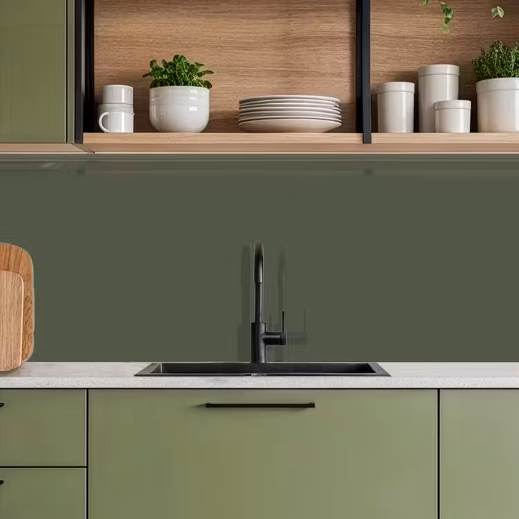 Groen - Effen kleur - Olijfgroen keuken achterwand 2 middel 871 -sfeer3