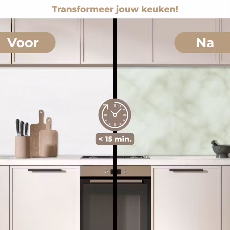 Groen - Marmer - Aders keuken achterwand 2 middel 871 -voor-na2_NL