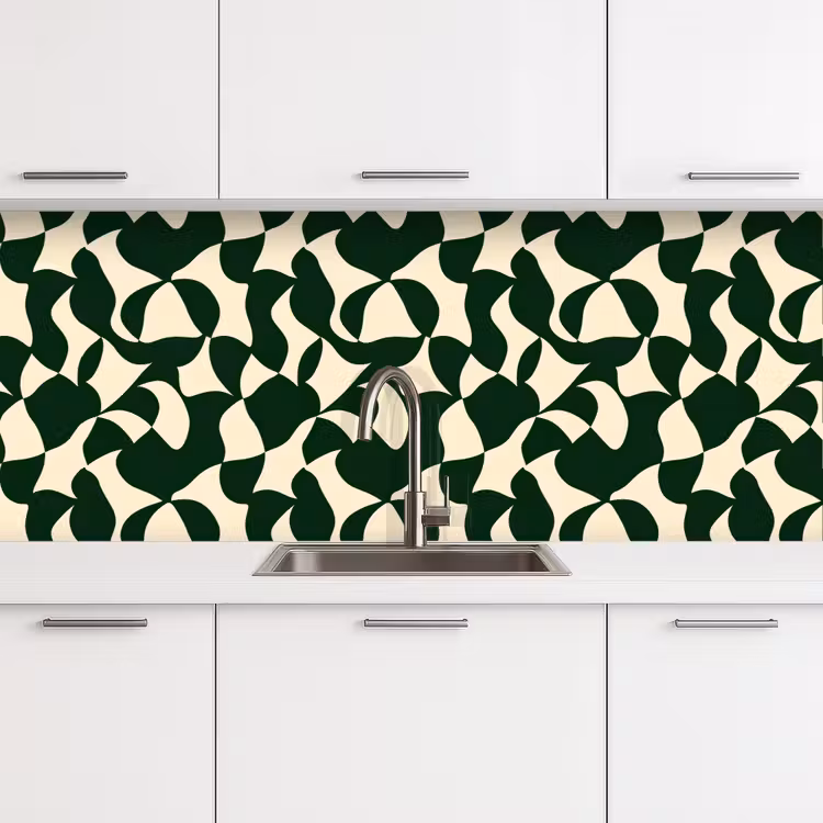 Groen - Organische vlakken - Crème keuken achterwand 2 middel 871 -3d
