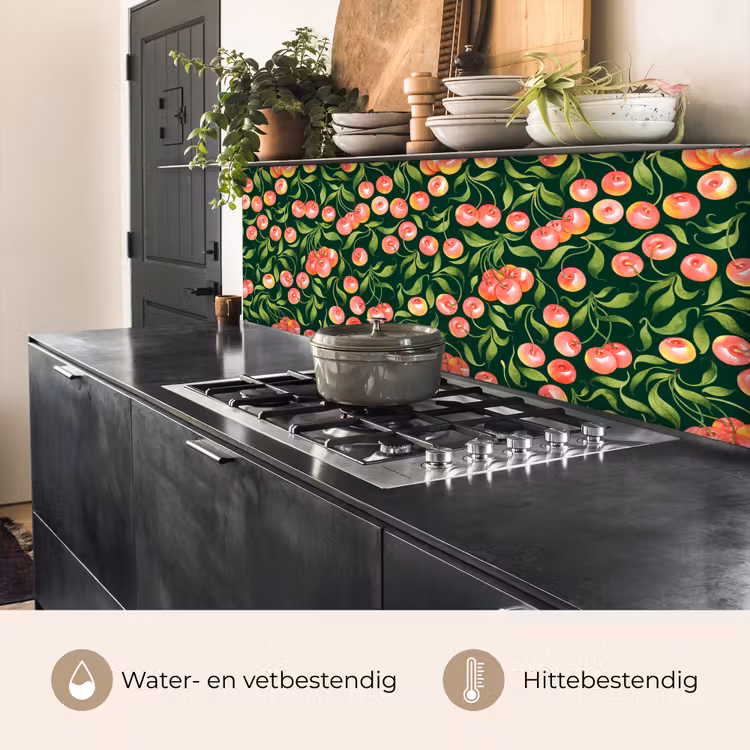 Groen - Rood - Kersen - Bladeren keuken achterwand 2 middel 871 -usp_NL