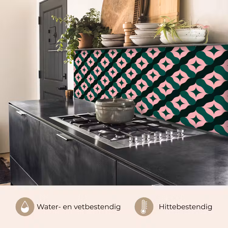 Groen - Roze - Retro - Sterren keuken achterwand 2 middel 871 -usp_NL
