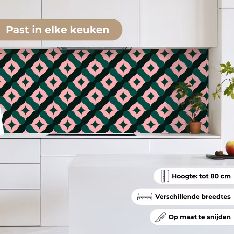 Groen - Roze - Retro - Sterren keuken achterwand 2 middel 871 -sfeer4_NL