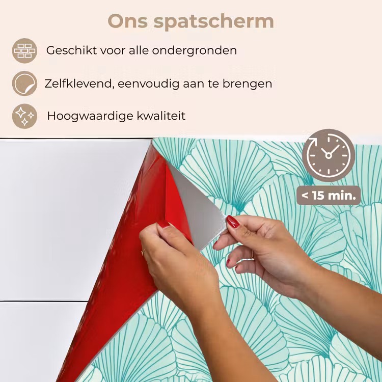 Groen - Wit - Ginko - Getekend - Textuur keuken achterwand spatscherm klein 900 -spatscherm_NL