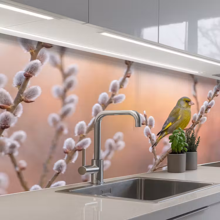 Groenling - Katjes - Lente - Natuur - Zacht keuken achterwand 2 middel -3d_schuin