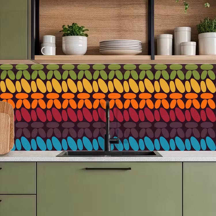 Haakpatronen - Retro - Regenboog keuken achterwand 2 middel 871 -sfeer3