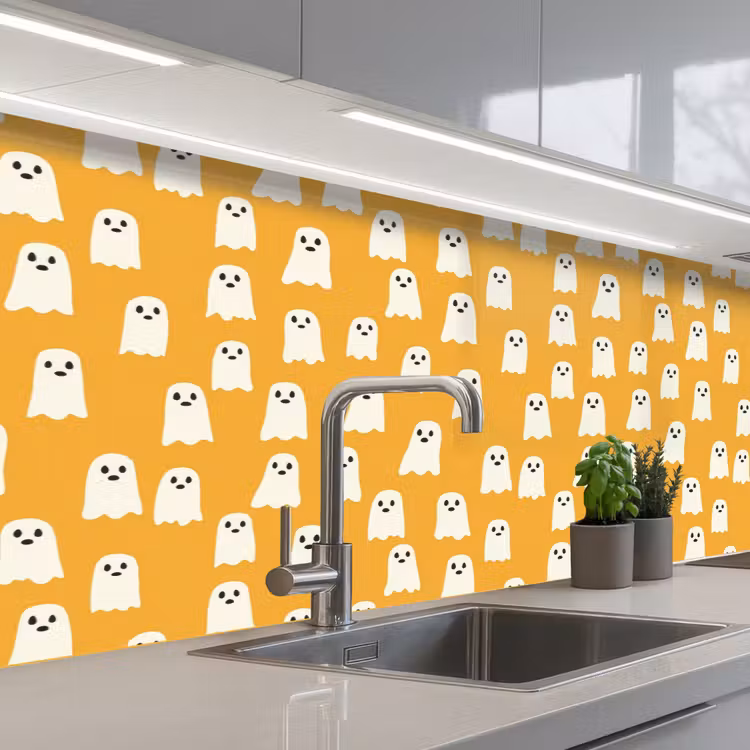 Halloween - Spookjes - Oker keuken achterwand 2 middel 871 -3d_schuin