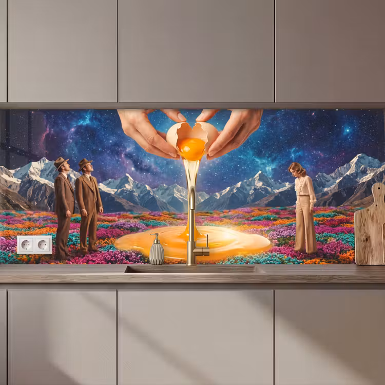 Keuken achterwand - Handen - Ei - Surrealisme - Handen - Ei - Surrealisme keuken achterwand 2 middel zz_3dshopping
