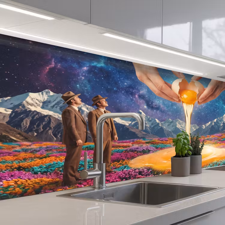 Keuken achterwand - Handen - Ei - Surrealisme - Handen - Ei - Surrealisme keuken achterwand 2 middel