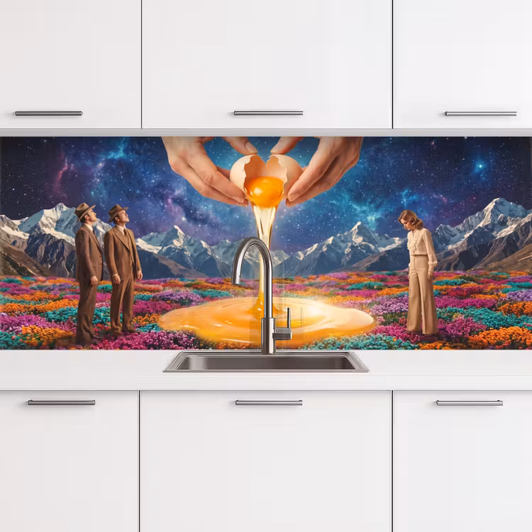 Keuken achterwand - Handen - Ei - Surrealisme - Handen - Ei - Surrealisme keuken achterwand 2 middel