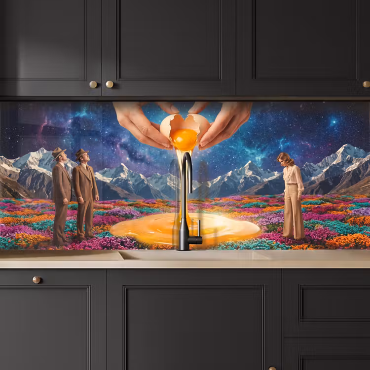 Keuken achterwand - Handen - Ei - Surrealisme - Handen - Ei - Surrealisme keuken achterwand 2 middel