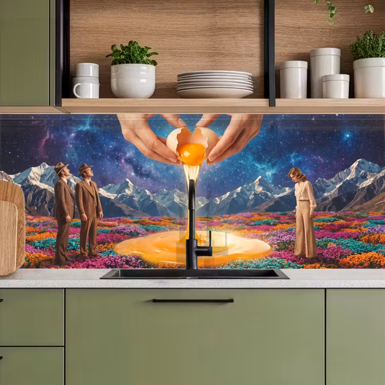 Keuken achterwand - Handen - Ei - Surrealisme - Handen - Ei - Surrealisme keuken achterwand 2 middel