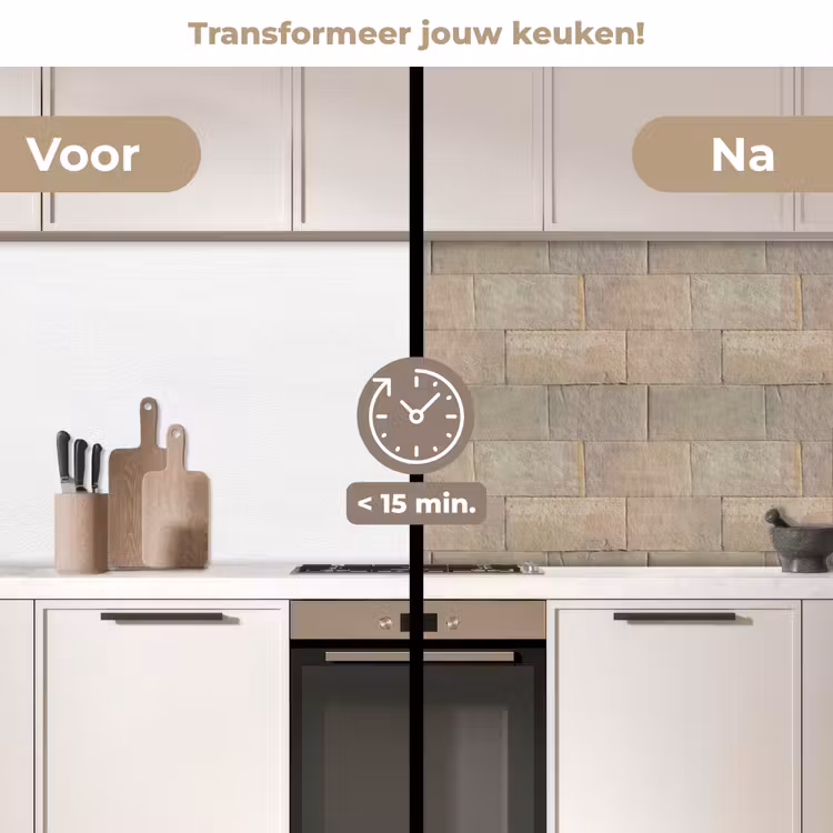 Hardstenen - Zandsteen - Geel keuken achterwand 2 middel 871 -voor-na2_NL