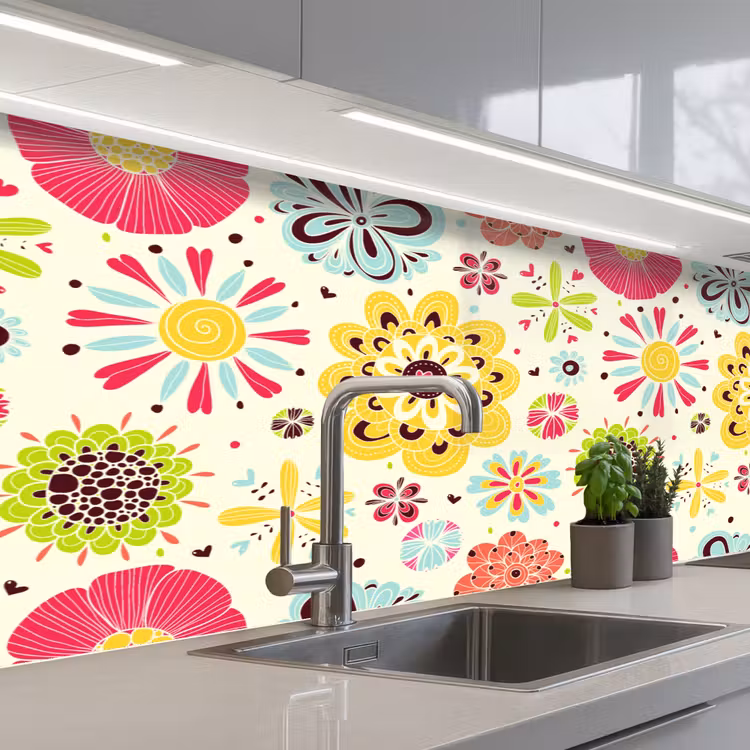 Hart - Bloemen - Patronen keuken achterwand 2 middel 871 -3d_schuin
