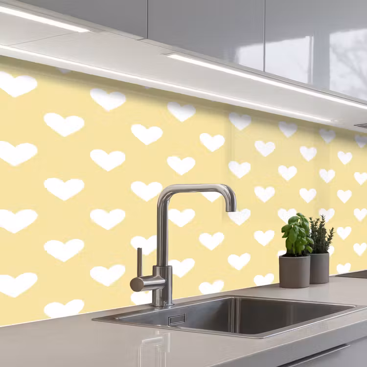 Hartjes - Patroon - Geel keuken achterwand 2 middel 871 -3d_schuin
