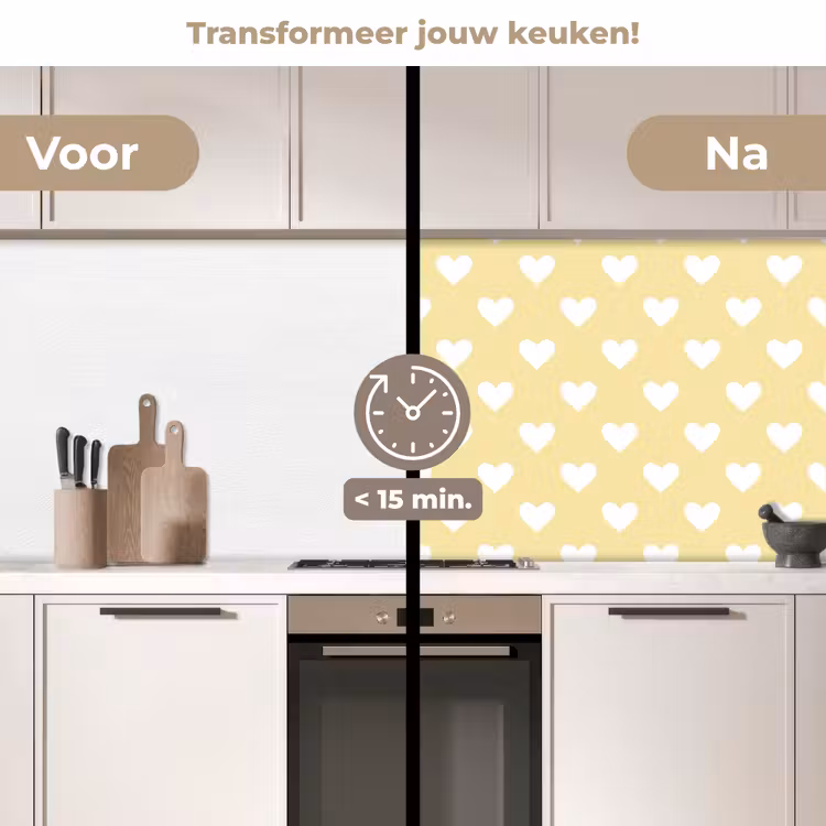 Hartjes - Patroon - Geel keuken achterwand 2 middel 871 -voor-na2_NL