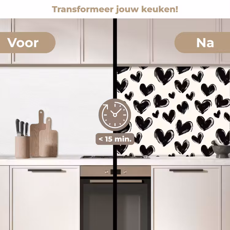 Hartjes - Patroon - Zwart keuken achterwand 2 middel 871 -voor-na2_NL