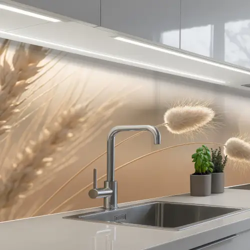 Hazestaartgras - Graanharen - Zonlicht keuken achterwand 2 middel -3d_schuin