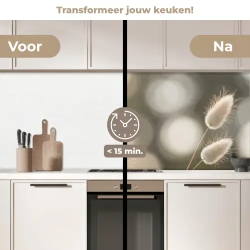 Hazestaartgras - Wit - Zonlicht keuken achterwand 2 middel -voor-na2_NL