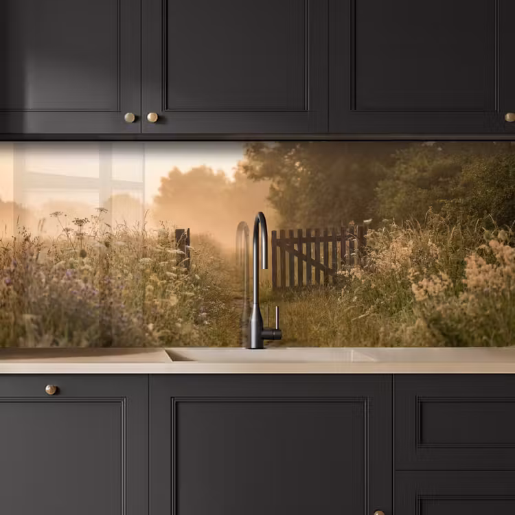 Hek - Natuur - Mist - Veld keuken achterwand 2 middel -sfeer1