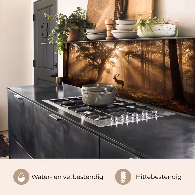 Hert - Bos - Mistig - Natuur - Goud keuken achterwand 2 middel -usp_NL