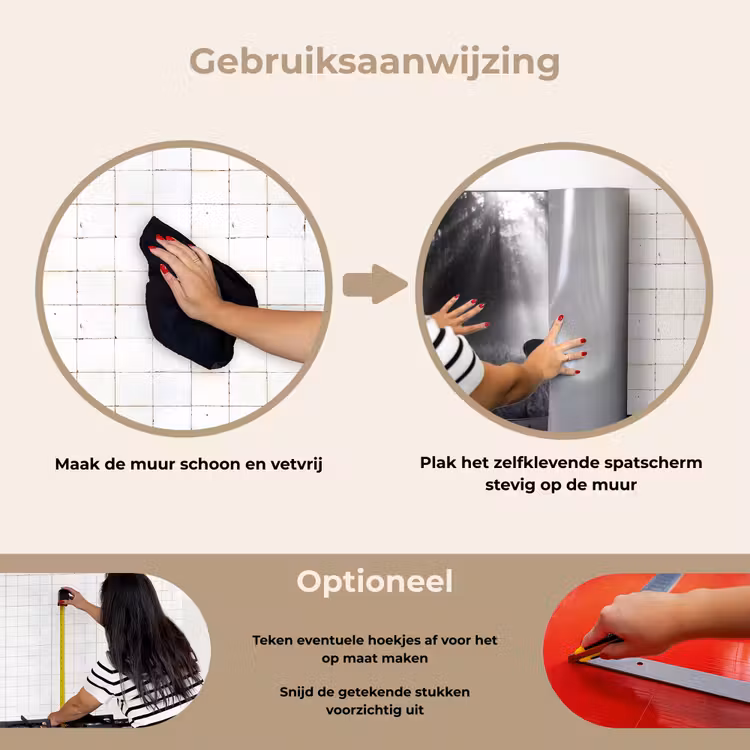 Hert - Bos - Zonnestralen - Zwart-wit - Natuur keuken achterwand spatscherm klein -gebruiksaanwijzing_NL